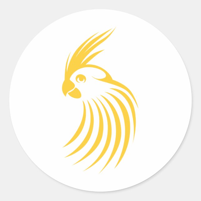 Sticker Rond Logo Personnalisé Jaune Cockatiel (Devant)