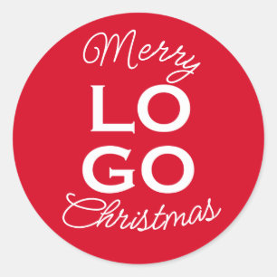 Sticker Rond Logo personnalisé Joyeux Noël rouge