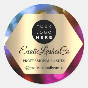 Sticker Rond Logo Personnalisé Pink Gold Nom Instagra Social Un