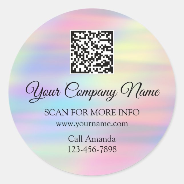 Sticker Rond Logo personnalisé QR Code Promo Pastel Sunset (Devant)