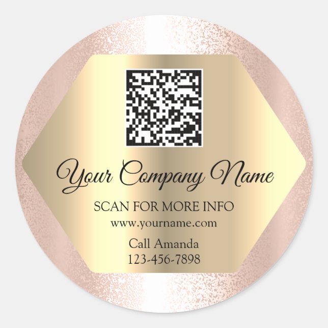 Sticker Rond Logo personnalisé QR Code promotionnel Gold Frame  (Devant)