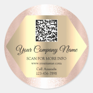 Sticker Rond Logo personnalisé QR Code promotionnel Gold Frame