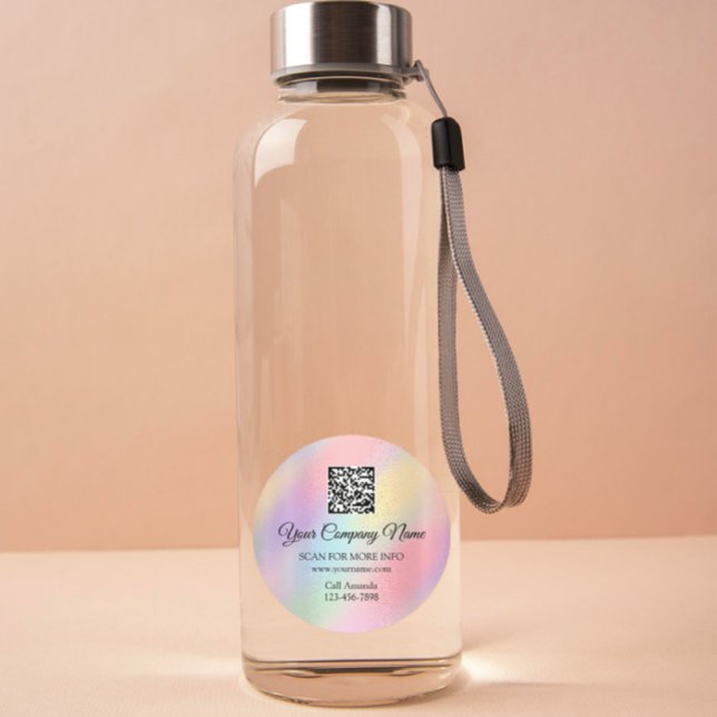 Sticker Rond Logo personnalisé QR Code Rose promotionnel Ombre  (Custom Logo QR Code Promotional Rose Ombre Pink Classic Round Sticker)