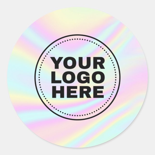 Sticker Rond Logo personnalisé Rainbow Pastel Holographic (Devant)