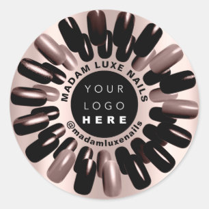 Sticker Rond Logo personnalisé Studio de Styliste de clous de c
