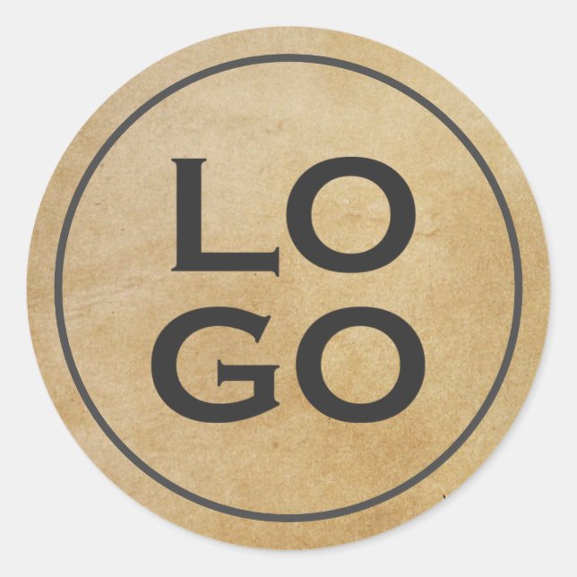 Sticker Rond Logo personnalisé sur Parchemin rustique (Devant)