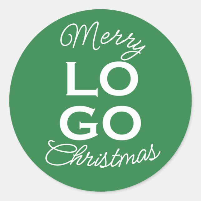 Sticker Rond Logo personnalisé vert Joyeux Noël  (Devant)
