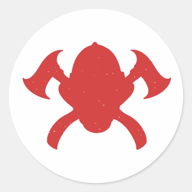 Sticker Rond logo pompier silhouette rouge (Devant)