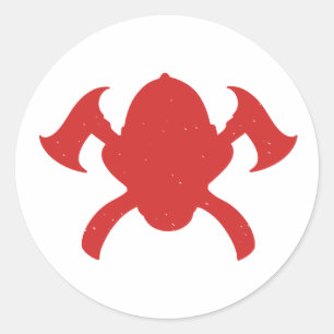 Sticker Rond logo pompier silhouette rouge