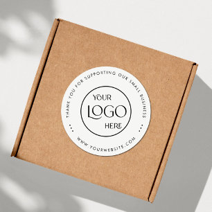 Sticker Rond Logo pour petites entreprises Merci Simple Blanc