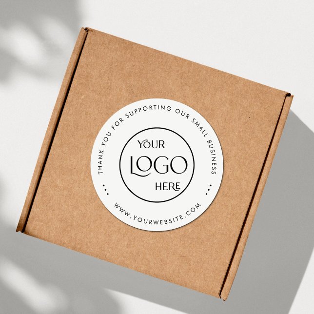 Sticker Rond Logo pour petites entreprises Merci Simple Blanc (Créateur téléchargé)