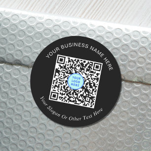 Sticker Rond Logo promotionnel de code QR professionnel noir