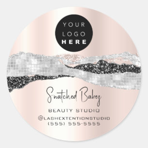 Sticker Rond Logo QR Code Boutique en ligne Rose Parties scinti
