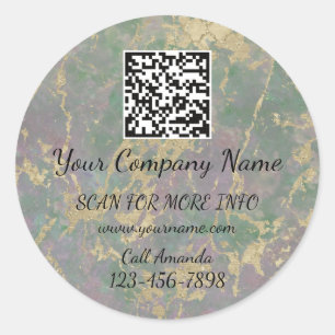 Sticker Rond Logo QR Code promotionnel Boutique en ligne Marbre