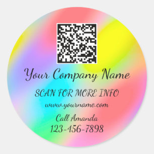 Sticker Rond Logo QR Code promotionnel Shop Holographe Arc-en-c