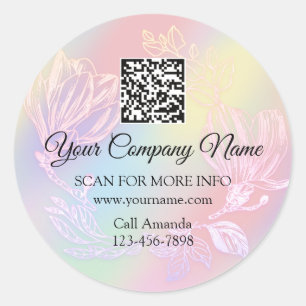 Sticker Rond Logo QR Code Promotionnels Boutique Beauté Floral