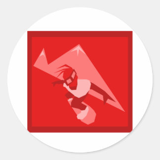 Sticker Rond Logo Red Snowboard