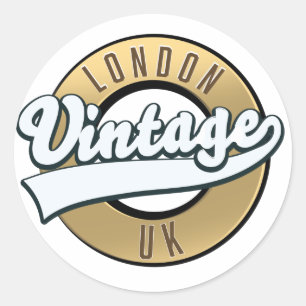 Sticker Rond Logo rétro London Vintage UK.