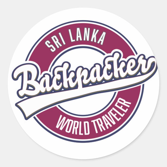 Sticker Rond Logo rétro Sir backpacker voyageur du monde (Devant)