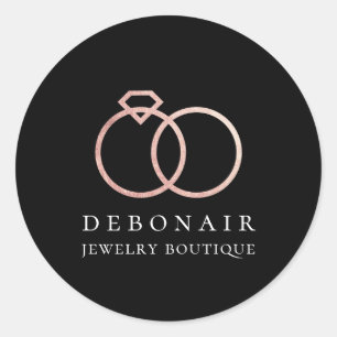 Sticker Rond Logo rose élégant d'anneau d'or personnalisé