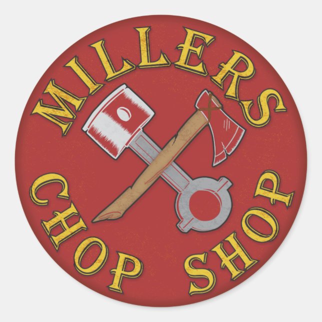 Sticker Rond Logo rouge du moteur d'incendie (Devant)