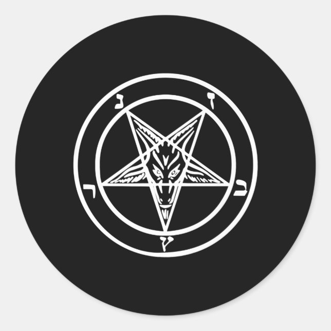 Sticker Rond Logo satanique de la chèvre de Pentagram inversée  (Devant)