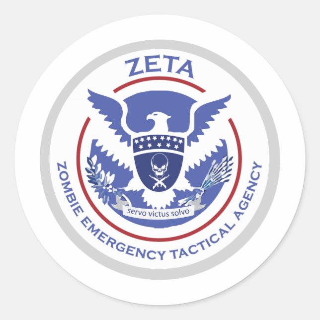 Sticker Rond Logo/sceau de l'agence tactique d'urgence Zombie (Devant)