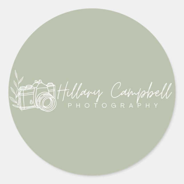 Sticker Rond Logo Simple de Petite Entreprise de Couleur Vert S (Devant)