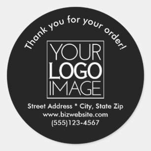 Sticker Rond Logo Simple Noir Blanc Remerciements Entreprise