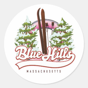 Sticker Rond logo ski Blue Hills Massachusetts