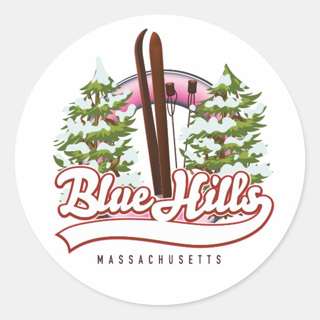 Sticker Rond logo ski Blue Hills Massachusetts (Devant)
