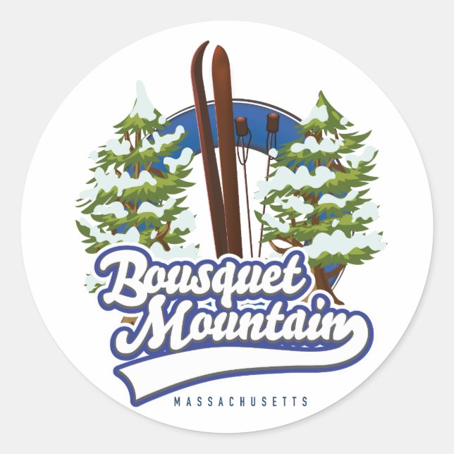 Sticker Rond Logo ski Bousquet Mountain Massachusetts (Devant)