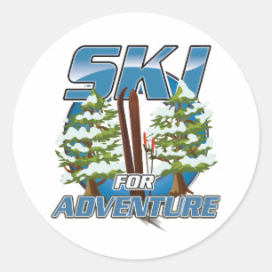 Sticker Rond Logo Ski pour voyage aventure