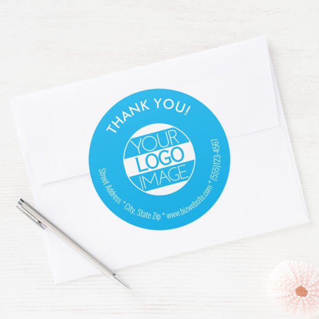 Sticker Rond Logo Sky Blue & White Business Merci Order (Enveloppe)