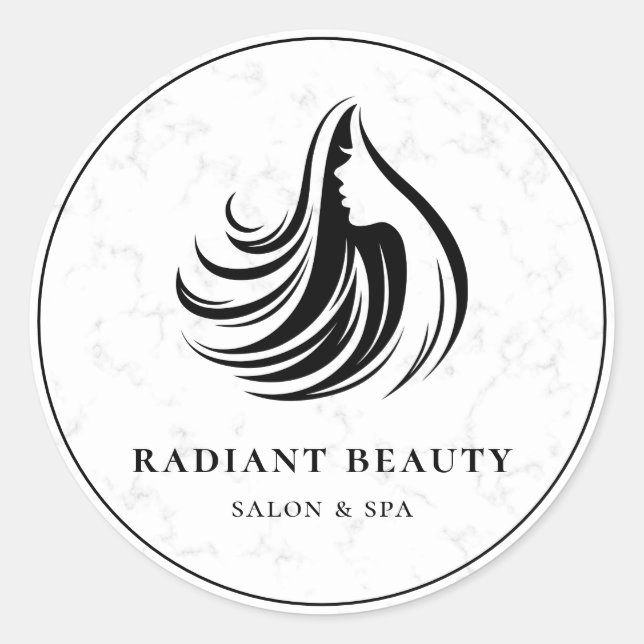 Sticker Rond Logo Spa du salon de coiffure moderne en marbre (Devant)