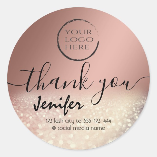Sticker Rond Logo Sparkle glittery merci (Devant)