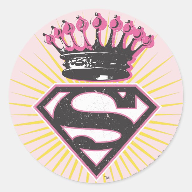 Sticker Rond Logo Supergirl avec Couronne (Devant)