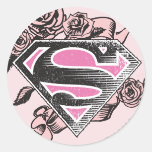 Sticker Rond Logo Supergirl avec Rose