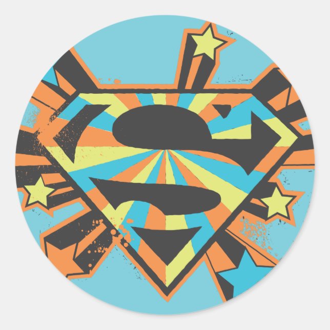 Sticker Rond Logo Supergirl Colorful Stars (Devant)