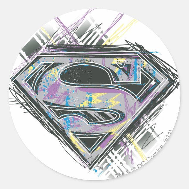Sticker Rond Logo Supergirl Scribbles (Devant)