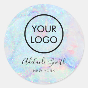 Sticker Rond logo sur collant rond classique en marbre pastel