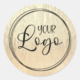 Sticker Rond Logo Texture Glam Or Champagne