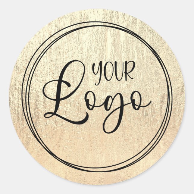 Sticker Rond Logo Texture Glam Or Champagne (Devant)
