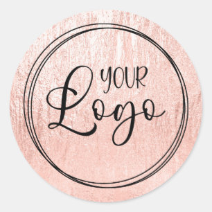 Sticker Rond Logo Texturé Glamour Or Rose Pâle