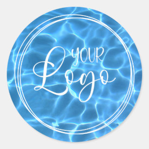 Sticker Rond Logo Trois Anneaux Blancs Piscine Bleu Aqua