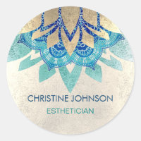 logo turquoise bleu en faux or lotus