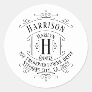 Sticker Rond Logo vintage Art Déco Flèches Retourner l'adresse