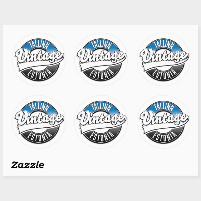 Sticker Rond Logo vintage de Tallinn Estonie (Feuille)