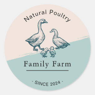 Sticker Rond Logo vintage tiré à la main pour élevage de volail