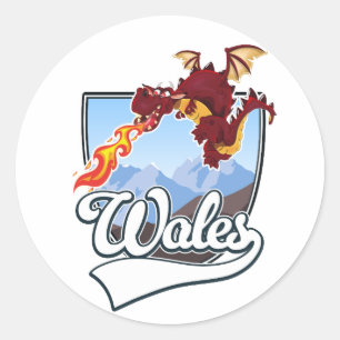Sticker Rond logo Wales Dragon
